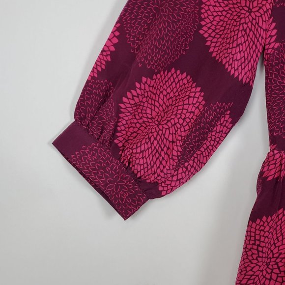 Anthropologie Girls from Savoy Womens Dress sz 0 Silk purple print knee length - Picture 8 of 9